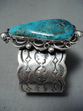 Incredible Native American Navajo Pilot Mountain Sterling Silver Bracelet Signed-Nativo Arts