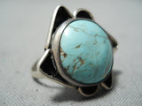 Amazing Vintage Native American Navajo #8 Turquoise Sterling Silver Ring Old-Nativo Arts
