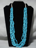Opulent Vintage Native American Navajo Rare Turquoise Sterling Silver Cone Necklace Old-Nativo Arts