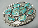 Important Early Vintage Native American Navajo Orville Tsinnie Turquoise Sterling Silver Buckle-Nativo Arts