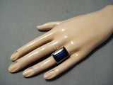 Fabulous Zuni Lapis Sterling Silver Ring Native American-Nativo Arts