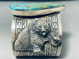 200 Grams Powerful Grizzly Native American Navajo Turquoise Sterling Silver Bracelet-Nativo Arts
