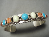 Marvelous Vintage Native American Navajo Tearded Turquoise Sterling Silver Bracelet Cuff-Nativo Arts