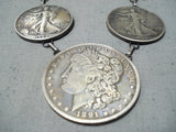 Fascinating Navajo Native American Sterling Silver Coins Necklace-Nativo Arts