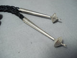 One Of The Biggest Vintage Native American Zuni Turquoise War God Sterling Silver Bolo Tie-Nativo Arts
