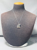 Native American Polyquaptewa Vintage Hop Sterling Silver Eagle Necklace Old-Nativo Arts