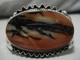 Marvelous Vintage Native American Navajo Petrified Wood Sterling Silver Bracelet Cuff Old-Nativo Arts