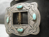 Very Old Heavy Vintage Native American Navajo Turquoise Sterling Silver Concho Belt Old-Nativo Arts