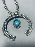 Mesmerizing Vintage Native American Navajo Bisbee Turquoise Sterling Silver Necklace-Nativo Arts