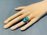 Impressive Vintage Native American Navajo Blue Gem Turquoise Sterling Silver Ring-Nativo Arts