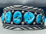 Jimmy Shay Important Vintage Native American Navajo Turquoise Sterling Silver Wave Bracelet-Nativo Arts