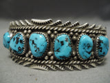 Richard Begay Vintage Native American Navajo Blue Turquoise Sterling Silver Bracelet-Nativo Arts