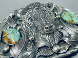 166 Gram Buffalo Head Native American Turquoise Sterling Silver Buckle-Nativo Arts
