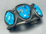 Important Mine Vintage Native American Navajo Turquoise Mountain Sterling Silver Bracelet-Nativo Arts