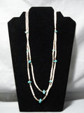 Marvelous Vintage Native American Navajo Turquoise Nugget Brown White Heishi Necklace Old-Nativo Arts