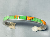 Unique End Native American Navajo Gaspeite Shell Sterling Silver Bracelet Cuff-Nativo Arts