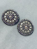 Awesome Vintage Native American Zuni Purple Petit Point Cluster Sterling Silver Earrings-Nativo Arts