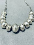 Hand Tooled Vintage Native American Navajo Sterling Silver Bead Necklace Old-Nativo Arts