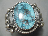 Important Vintage Native American Navajo Verdy Jake Blue Jay Turquoise Sterling Silver Bracelet-Nativo Arts