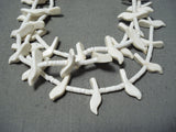Native American Fabulous Vintage Santo Domingo White Shell Sterling Silver Bird Fetish Necklace-Nativo Arts
