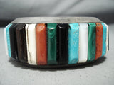 Heavy Vintage Native American Navajo Charles Loloma Style Turquoise Sterling Silver Bracelet-Nativo Arts