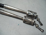One Of Biggest Vintage Native American Navajo Thomas Singer Turquoise Sterling Silver Bolo Tie-Nativo Arts