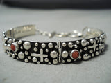 Remarkable Navajo Coral Sterling Silver Bracelet Native American-Nativo Arts