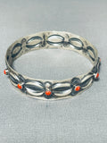 Detailed Vintage Native American Navajo Repoussed Sterling Silver Bangle Bracelet-Nativo Arts