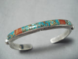 Detailed Inlay Vintage Native American Navajo Royston Turquoise Sterling Silver Bracelet-Nativo Arts
