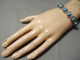 Unique Vintage Native American Navajo Domed Turquoise Sterling Silver Bracelet Cuff-Nativo Arts