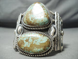 One Of The Biggest Best Vintage Native American Navajo #8 Turquoise Sterling Silver Bracelet-Nativo Arts