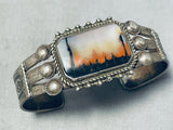 Natural Forest Vintage Native American Navajo Petrified Wood Sterling Silver Bracelet-Nativo Arts