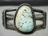 Rare Vintage Native American Navajo Dry Creek Turquoise Sterling Silver Bracelet Old-Nativo Arts