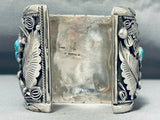 Huge Authentic Native American Navajo Turquoise Coral Sterling Silver Bear Bracelet-Nativo Arts