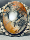 One Of The Best Ever Vintage Native American Navajo Petrified Wood Sterling Silver Bracelet-Nativo Arts