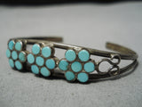 Important Dishta Vintage Zuni Native American Turquoise Sterling Silver Bracelet-Nativo Arts