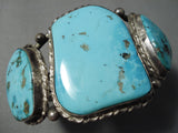 Museum Vintage Native American Navajo Natural Blue Turquoise Sterling Silver Bracelet Old-Nativo Arts