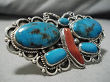 Huge And Heavy!! Vintage Native American Navajo Morenci Turquoise Sterling Silver Ring-Nativo Arts