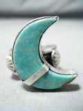 Marvelous Navajo Turquoise Moon Sterling Silver Ring Native American-Nativo Arts
