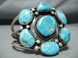 Exceptional Vintage Native American Navajo 7 Kingman Turquoise Sterling Silver Bracelet Old-Nativo Arts