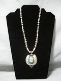 Impressive Vintage Native American Navajo Red Mountain Turquoise Sterling Silver Necklace Old-Nativo Arts