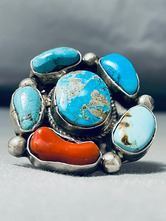 Most Chunky Toledo Family Vintage Native American Navajo Turquoise Sterling Silver Ring-Nativo Arts