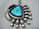 Native American Important Sam Lovato Vintage Santo Domingo Turquoise Sterling Silver Necklace-Nativo Arts