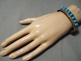 Wonderful Rich Begay Vintage Native American Navajo Blue Turquoise Sterling Silver Bracelet Old-Nativo Arts