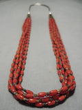 Important Roe Yazzie Coral Sterling Silver Heishi Necklace Native American-Nativo Arts