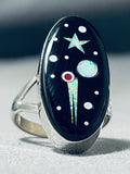 Cosmic Intricate Native American Navajo Opal Coral Sterling Silver Ring-Nativo Arts