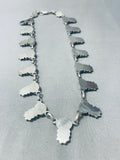 Signed Vintage Native American Navajo Green Turquoise Shell Sterling Silver Necklace-Nativo Arts