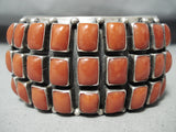 One Of The Best Vintage Native American Navajo Squared Coral Sterling Silver Bracelet-Nativo Arts