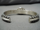Exquisite Tahe Spiderweb Turquoise Vintage Native American Navajo Sterling Silver Bracelet-Nativo Arts