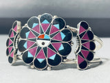 Very Unique Sugulite Inlay Vintage Native American Zuni Sterling Silver Bracelet-Nativo Arts